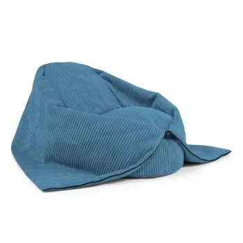 Fotoliu puf pentru copii albastru cu tapiterie din catifea reiata Cocoon 100 - SLOWDOWN imagine