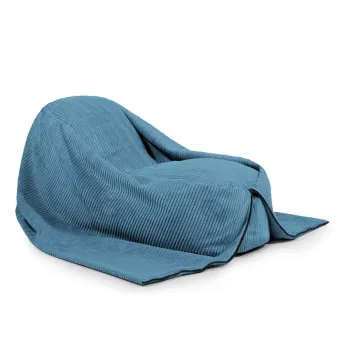 Fotoliu puf pentru copii albastru cu tapiterie din catifea reiata Cocoon 120 - SLOWDOWN imagine