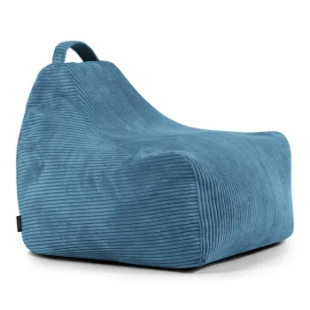 Fotoliu puf pentru copii albastru cu tapiterie din catifea reiata Game Amuse - SLOWDOWN imagine