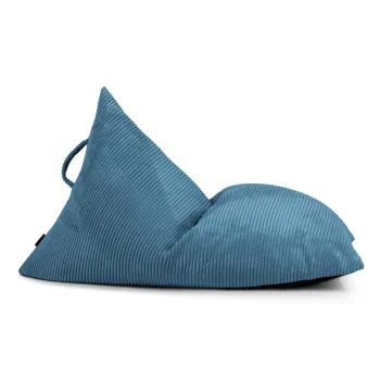 Fotoliu puf pentru copii albastru cu tapiterie din catifea reiata Razzy - SLOWDOWN imagine