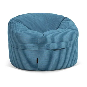 Fotoliu puf pentru copii albastru cu tapiterie din catifea reiata Roll 80 - SLOWDOWN imagine