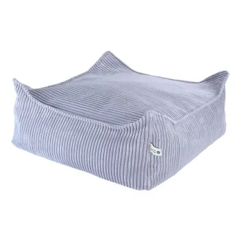 Fotoliu puf pentru copii albastru cu tapiterie din catifea reiata Square - Wigiwama imagine