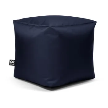 Fotoliu puf pentru copii albastru inchis cu tapiterie din imitatie de piele Cube M - So Soft? imagine