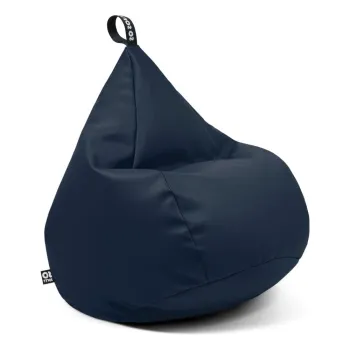 Fotoliu puf pentru copii albastru inchis cu tapiterie din imitatie de piele Drop M - So Soft? imagine