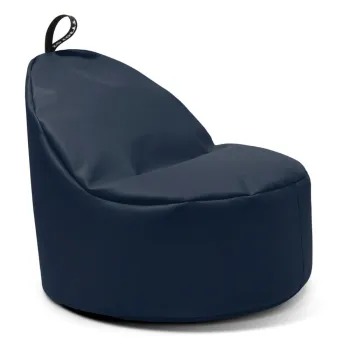 Fotoliu puf pentru copii albastru inchis cu tapiterie din imitatie de piele Round M - So Soft? imagine