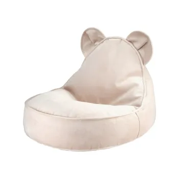 Fotoliu puf pentru copii bej cu tapiterie din catifea Bear - Wigiwama imagine