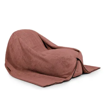 Fotoliu puf pentru copii caramiziu cu tapiterie din catifea reiata Cocoon 120 - SLOWDOWN imagine