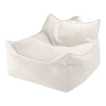 Fotoliu puf pentru copii crem cu tapiterie din catifea reiata Chair - Wigiwama imagine