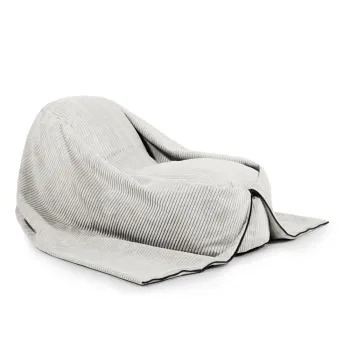 Fotoliu puf pentru copii crem cu tapiterie din catifea reiata Cocoon 120 - SLOWDOWN imagine