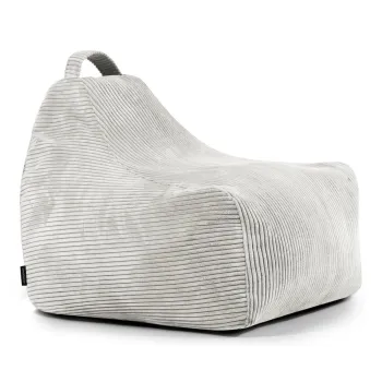 Fotoliu puf pentru copii crem cu tapiterie din catifea reiata Game Amuse - SLOWDOWN imagine