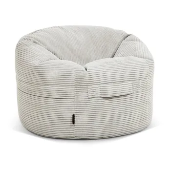 Fotoliu puf pentru copii crem cu tapiterie din catifea reiata Roll 80 - SLOWDOWN imagine