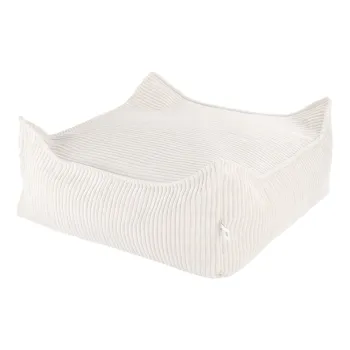 Fotoliu puf pentru copii crem cu tapiterie din catifea reiata Square - Wigiwama imagine