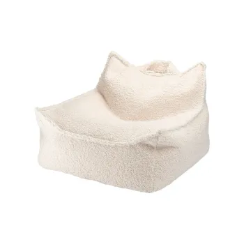 Fotoliu puf pentru copii crem cu tapiterie din tesatura boucle Chair - Wigiwama imagine