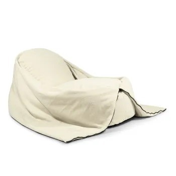 Fotoliu puf pentru copii crem cu tapiterie din tesatura boucle Cocoon 120 - SLOWDOWN imagine