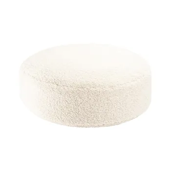 Fotoliu puf pentru copii crem cu tapiterie din tesatura boucle Round - Wigiwama imagine