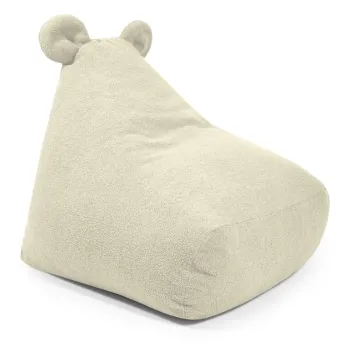 Fotoliu puf pentru copii crem cu tapiterie din tesatura boucle Snug 80 Bear - SLOWDOWN imagine