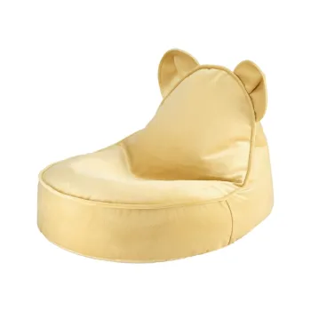 Fotoliu puf pentru copii galben cu tapiterie din catifea Bear - Wigiwama imagine