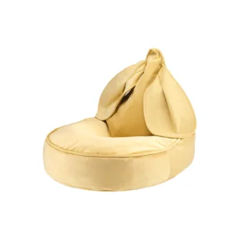 Fotoliu puf pentru copii galben cu tapiterie din catifea Bunny - Wigiwama imagine