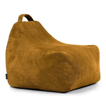 Fotoliu puf pentru copii galben mustar cu tapiterie din catifea reiata Game Amuse - SLOWDOWN imagine