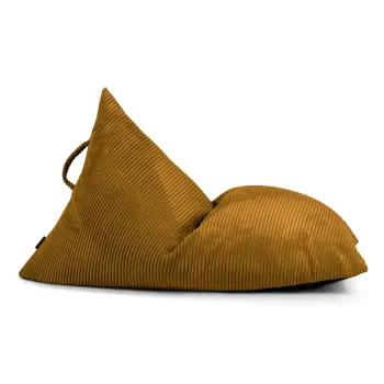 Fotoliu puf pentru copii galben mustar cu tapiterie din catifea reiata Razzy - SLOWDOWN imagine