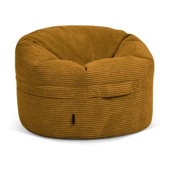 Fotoliu puf pentru copii galben mustar cu tapiterie din catifea reiata Roll 80 - SLOWDOWN imagine