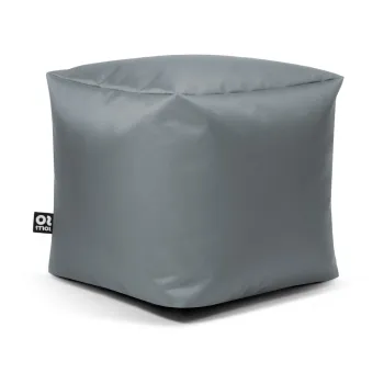 Fotoliu puf pentru copii gri cu tapiterie din imitatie de piele Cube M - So Soft? imagine