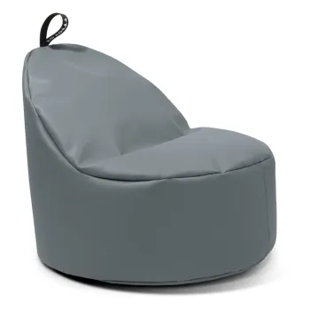 Fotoliu puf pentru copii gri cu tapiterie din imitatie de piele Round M - So Soft? imagine