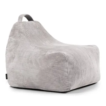 Fotoliu puf pentru copii gri deschis cu tapiterie din catifea reiata Game Amuse - SLOWDOWN imagine