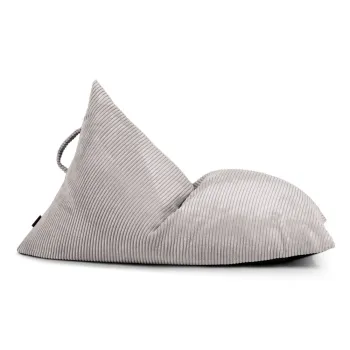 Fotoliu puf pentru copii gri deschis cu tapiterie din catifea reiata Razzy - SLOWDOWN imagine