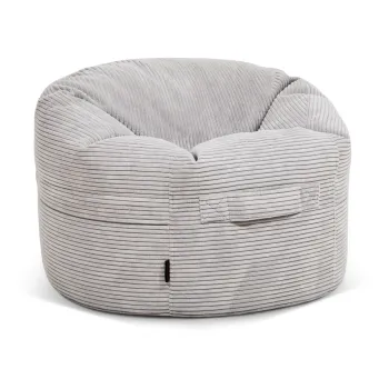 Fotoliu puf pentru copii gri deschis cu tapiterie din catifea reiata Roll 80 - SLOWDOWN imagine