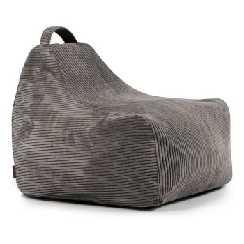 Fotoliu puf pentru copii gri inchis cu tapiterie din catifea reiata Game Amuse - SLOWDOWN imagine