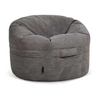 Fotoliu puf pentru copii gri inchis cu tapiterie din catifea reiata Roll 80 - SLOWDOWN imagine