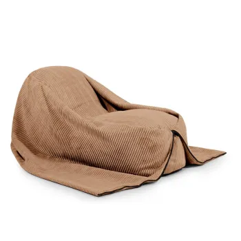 Fotoliu puf pentru copii maro cu tapiterie din catifea reiata Cocoon 120 - SLOWDOWN imagine