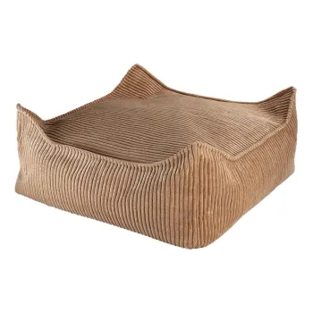 Fotoliu puf pentru copii maro cu tapiterie din catifea reiata Square - Wigiwama imagine