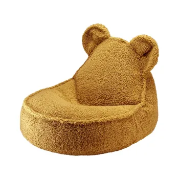 Fotoliu puf pentru copii maro cu tapiterie din tesatura boucle Bear - Wigiwama imagine