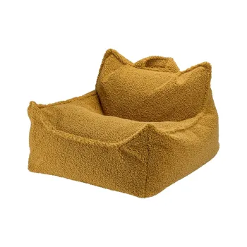 Fotoliu puf pentru copii maro cu tapiterie din tesatura boucle Chair - Wigiwama imagine