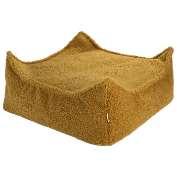Fotoliu puf pentru copii maro cu tapiterie din tesatura boucle Square - Wigiwama imagine