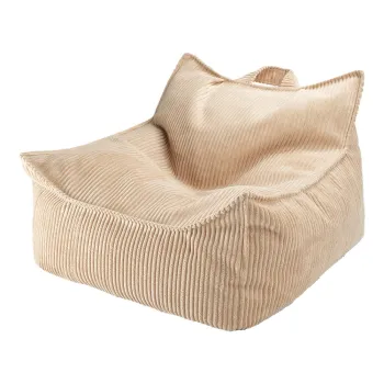 Fotoliu puf pentru copii maro deschis cu tapiterie din catifea reiata Chair - Wigiwama imagine