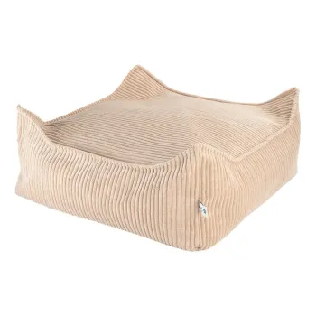 Fotoliu puf pentru copii maro deschis cu tapiterie din catifea reiata Square - Wigiwama imagine