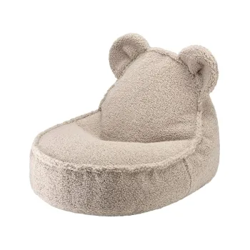 Fotoliu puf pentru copii maro deschis cu tapiterie din tesatura boucle Bear - Wigiwama imagine