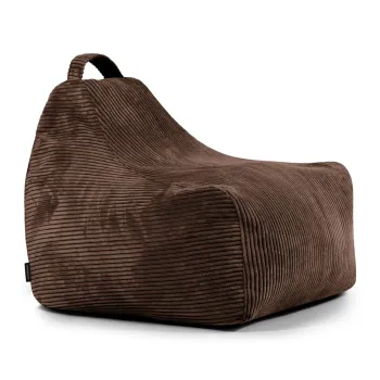 Fotoliu puf pentru copii maro inchis cu tapiterie din catifea reiata Game Amuse - SLOWDOWN imagine