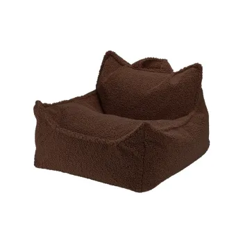 Fotoliu puf pentru copii maro inchis cu tapiterie din tesatura boucle Warm Hazel - Wigiwama imagine