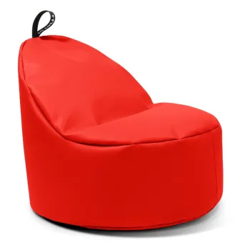 Fotoliu puf pentru copii rosu cu tapiterie din imitatie de piele Round M - So Soft? imagine