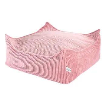 Fotoliu puf pentru copii roz cu tapiterie din catifea reiata Square - Wigiwama imagine