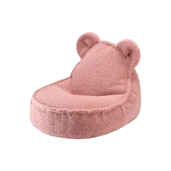Fotoliu puf pentru copii roz cu tapiterie din tesatura boucle Bear - Wigiwama imagine