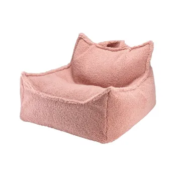 Fotoliu puf pentru copii roz cu tapiterie din tesatura boucle Chair - Wigiwama imagine