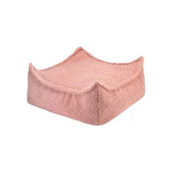 Fotoliu puf pentru copii roz cu tapiterie din tesatura boucle Square - Wigiwama imagine