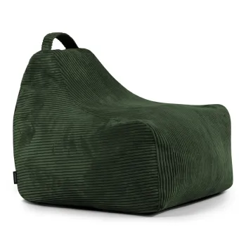 Fotoliu puf pentru copii verde cu tapiterie din catifea reiata Game Amuse - SLOWDOWN imagine