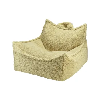 Fotoliu puf pentru copii verde cu tapiterie din tesatura boucle Chair - Wigiwama imagine