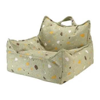 Fotoliu puf pentru copii verde cu tapiterie din tesatura boucle/cu tapiterie din chenille Terrazzo Chair - Wigiwama imagine